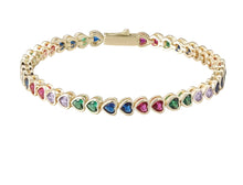 Load image into Gallery viewer, Bezel Set Rainbow Heart Bracelet
