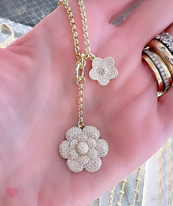 Double Flower Charm Lariat